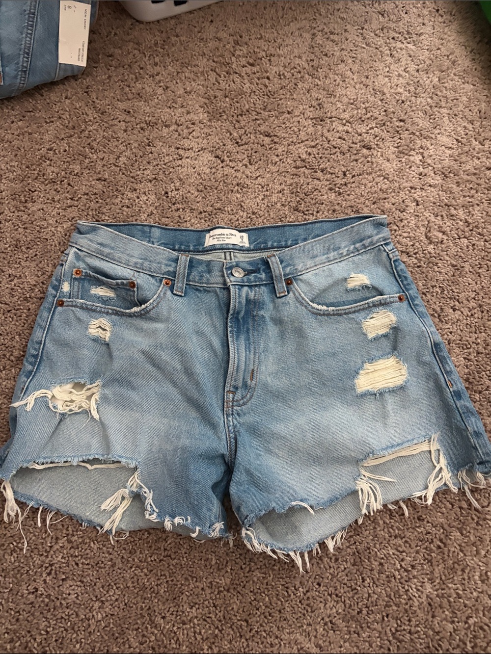 Abercrombie & Fitch Light Blue Distressed Jean Shorts